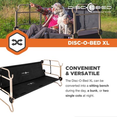 Black Steel Double Camping Cot with Storage Organizers
