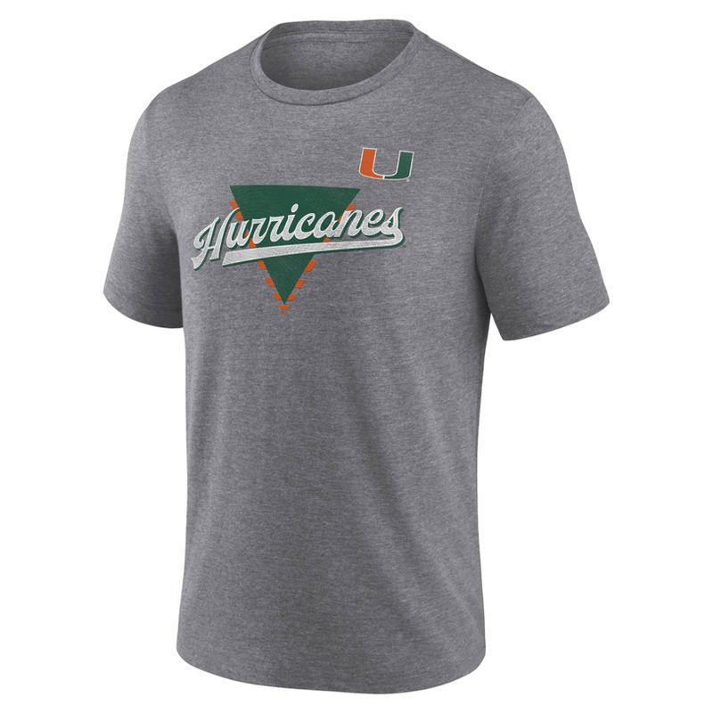 NCAA Miami Hurricanes Men&#39;s Gray Triblend T-Shirt, 2 of 4