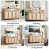 Boho Rattan Buffet Cabinet with Power Outlet & LED Lights - BOHO Sideboard Buffet Sideboard for Living Room or Dining Room - 4 of 4