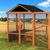 ORRD Portable Chicken Coop with Wheels & Nesting Box, Mobile Wooden Hen House with Outdoor Run for Backyard Poultry, Natural - 2 of 4
