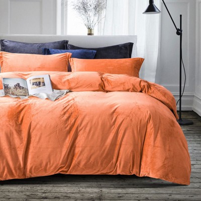3 Pieces Velvet Duvet Cover Set, Zippered Flannel Comforter Cover Set - NTBAY