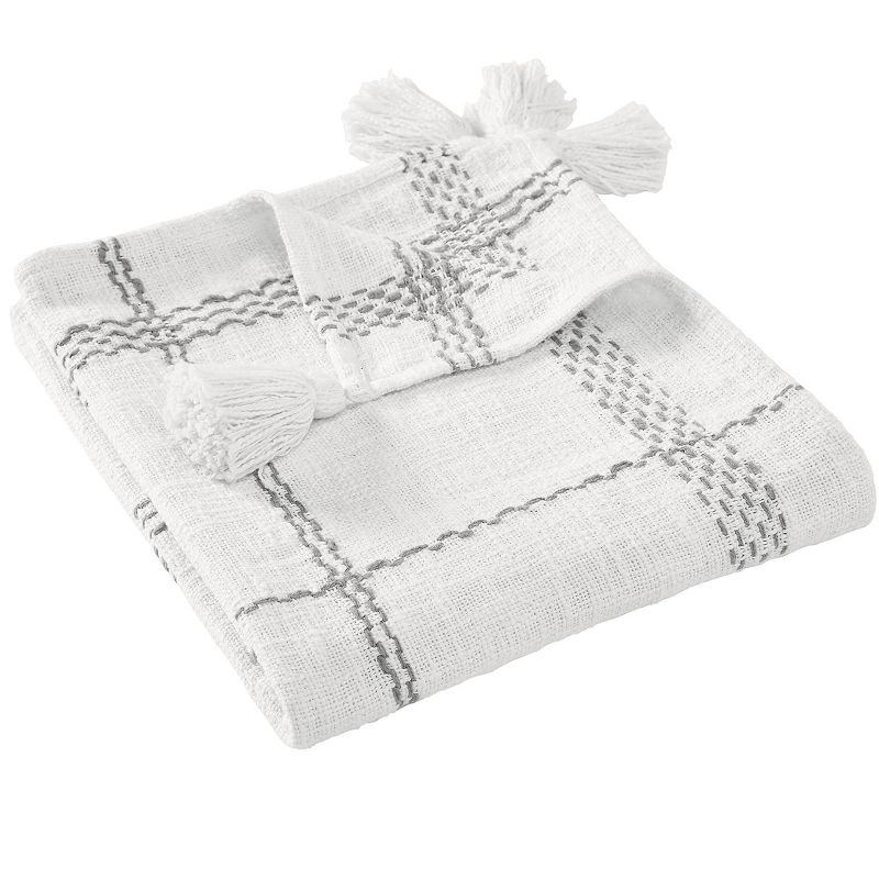 Kate Aurora Berkshire Cotton Plaid Fringed Accent Throw Blanket - 50 in. W x 60 in. L, 2 of 4