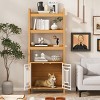 Ladder Bookshelf Mid-Century Modern with Pet Crate Cabinet and Open Shelves for Living Room 33in Wide - 3irtyhousy - 3 of 4