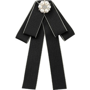 INSPIRE CHIC Women's Ribbon Rhinestone Bowknot Pre-Tied Brooch Bow Ties - 1 of 4