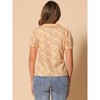 INSPIRE CHIC Women's Puff Short Sleeves Point Collar Button Down Floral Shirts - 4 of 4