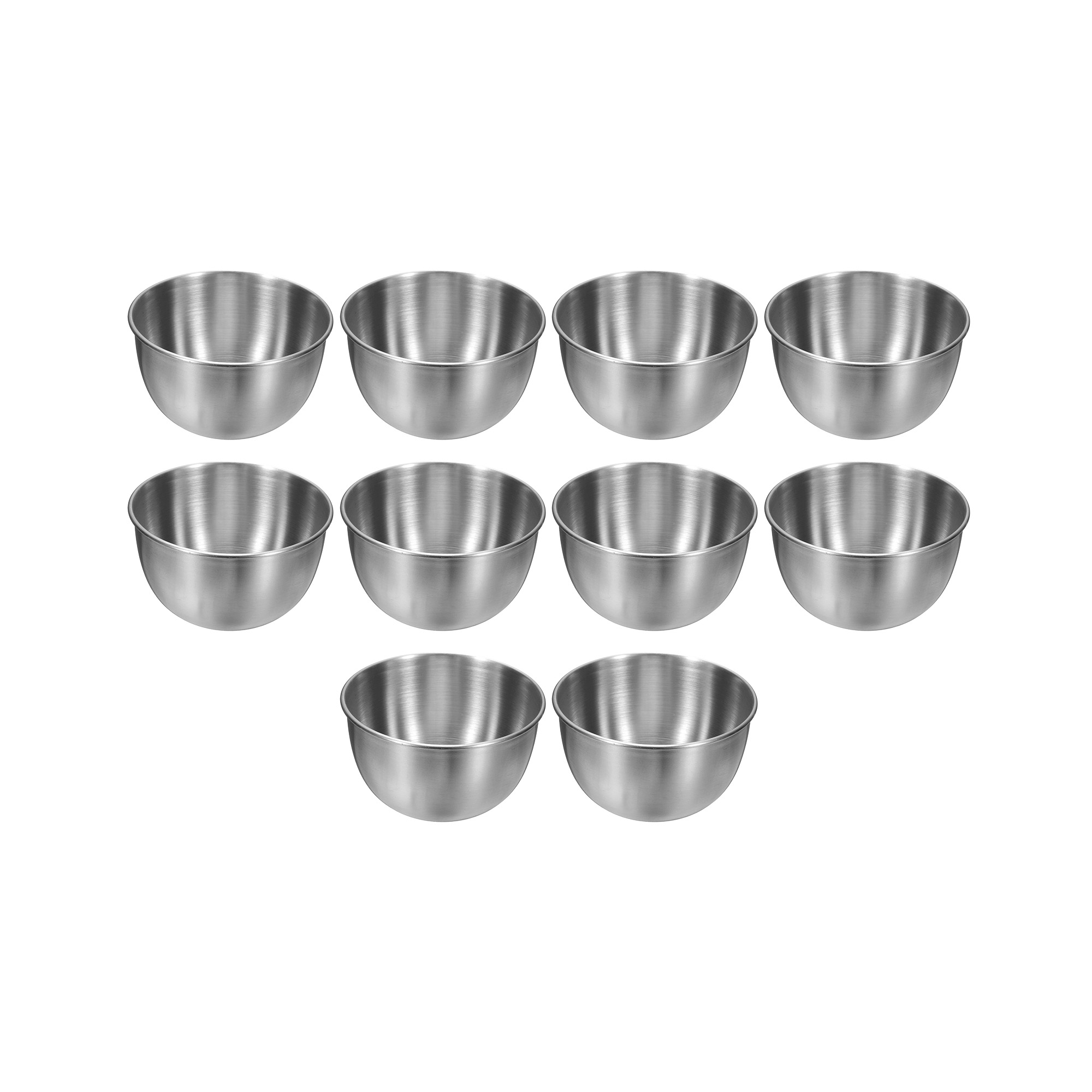 Unique Bargains Stainless Steel Seasoning Condiment Appetizer Mini Round Sauce Dishes 10 Pcs Silver 3.4 Inch