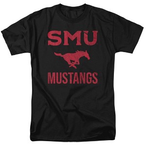 Southern Methodist University Official Mustangs Logo Adult T Shirt, Athletic Heather - 1 of 4