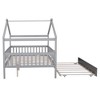 NicBex Full Size Bunk Bed Classic House Shape Loft Bed Draggable Design Pine Bed Frame with Wheels and Guardrails, No Box Spring Required - 4 of 4