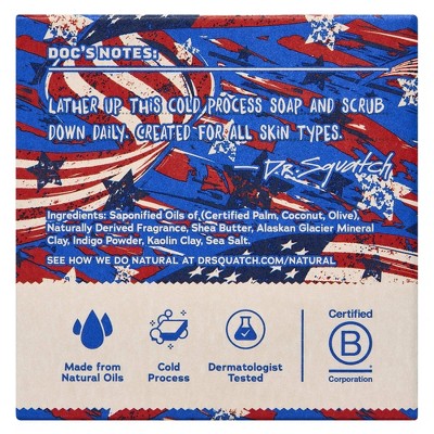 DR. SQUATCH Men's All Natural Bar Soap - Fresh Falls Americana Reskin - 5oz