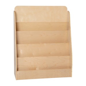 Emma and Oliver Kid's Natural Wood Book Storage Shelf with Three Storage Slats and Child-Friendly Curved Edges; Recommended for Ages 5-7 - 1 of 4
