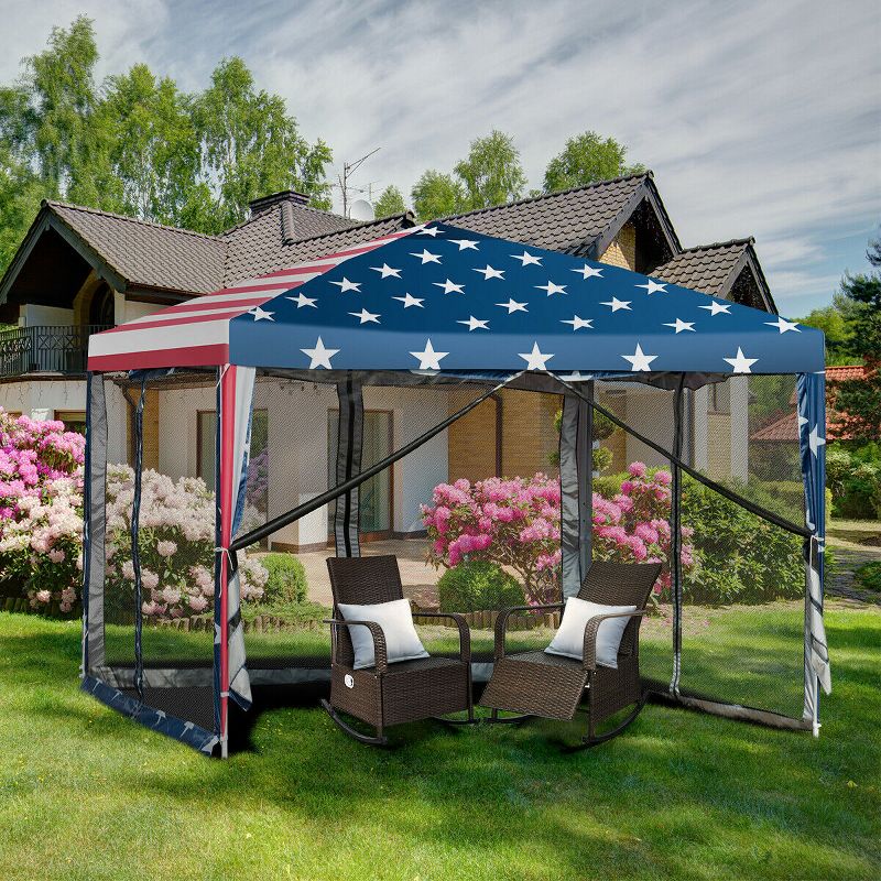 Tangkula 10' x 10' Outdoor Pop-up Canopy Tent w/ Mesh Sidewalls Carrying Bag, 3 of 8