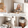 Luck Live vanities 19.68in W Small dressing table set, with flip mirror white and walnut integrated dressing table,dresser for bedroom - 3 of 4
