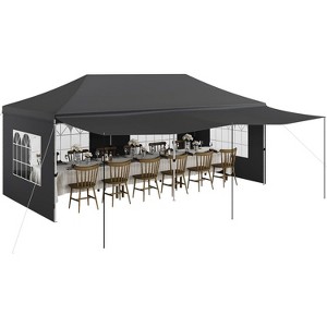 10x20 FT Commercial Canopy Tent with 6 Removable Sidewalls, Heavy Duty Frame & Thickened Legs, 6 Sandbags, Easy Setup, Portable Roller Bag, - 1 of 4