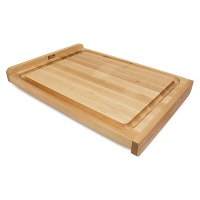 John Boos Large Maple Wood Cutting Board for Kitchen, Reversible Edge Grain Boos Block w/ Gravy Groove