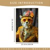 KTMBDW Framed Wall Art: Dressed - Up Cheetah in Floral Hat & Sparkly Outfit, Modern Canvas Painting for Living Room - 4 of 4