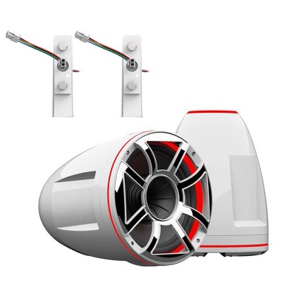 Wet Sounds REV 10 HD 10" Horn Loaded Compression Driver Tower Speakers with XS Grills & ADP-REV-HD-X-W X-Mount, 300 Watts RMS, White, Pair