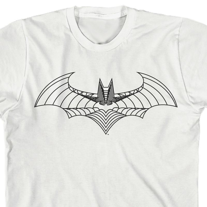 Batman Bat Symbol Line Art White T-Shirt Toddler Boy to Youth Boy, 2 of 4