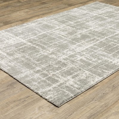 Ivory and Gray Abstract Medium Pile Indoor Area Rug