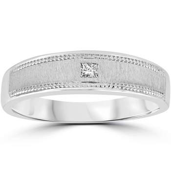 Pompeii3 Mens Princess Cut Diamond Wedding Ring 10K White Gold