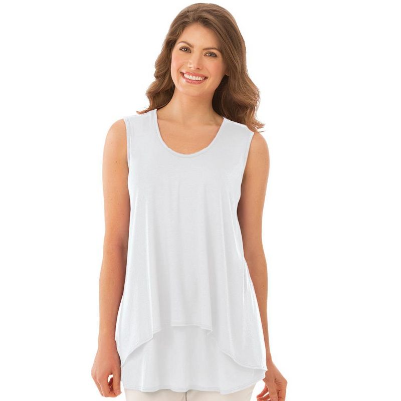Collections Etc Double Tier Layered Sleeveless Tank Top, Figure Flattering and Loose Fit, 3 of 4