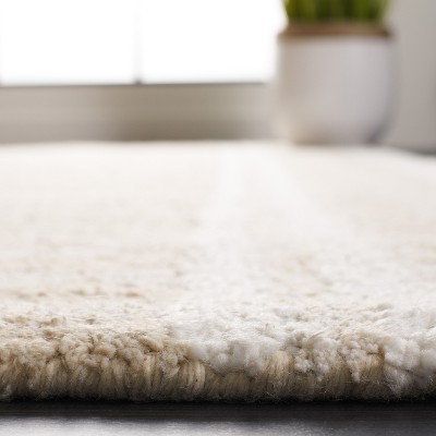 Ivory and Beige Hand-Tufted Wool and Silk 8' x 10' Area Rug