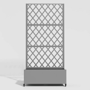 Lirago 6 ft. H x 3 ft. W Metal Planter Box privacy screen Garden Bed with Trellis and Wheels - Gray - 1 of 4
