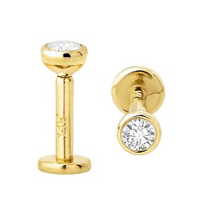 Jewelry Avalanche Unisex 14K Gold Bezel Set 2.5mm Diamond Labret Studs, Monroe, Lip Ring, 16G - 1 of 4