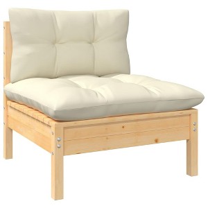 vidaXL Patio Middle Sofa with Cream Cushions Solid Pinewood - 1 of 4