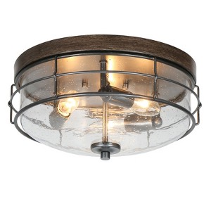 LNC Vine 3-Lights 12.6-in Black and Antique Brown Transitonal Drum Flush Mount Lights - 1 of 4