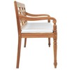 vidaXL Patio Bench Brown, White Fine sanded teak hardwood, Fabric Large - 3 of 4