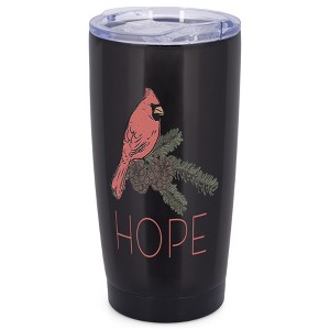 Elanze Designs Hope Red Cardinal Bird Pinecone Winter Wrap-Around Design 20 Ounce Stainless Steel On-The-Go Coffee Mug, Thermal Travel Tumbler with - 1 of 4