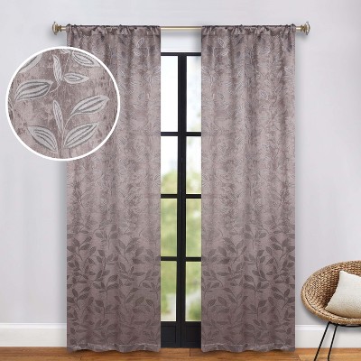 Modern Bohemian Leaves Room Darkening Semi-Blackout Curtains, Set of 2 by Blue Nile Mills