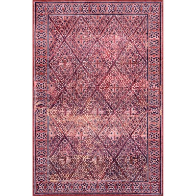 Bagmati Pink Synthetic Washable 5' x 8' Area Rug
