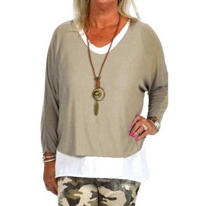 Catherine Lillywhite's Womens Half Sleeve Tunic With Necklace, Black, One Size - 1 of 1