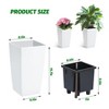 Rectangular Planters Set of 2 Large Modern Plant Pots with Drainage Holes＆Water Level Monitor＆Wheels Outdoor and Indoor for Patio, Porch - 2 of 4