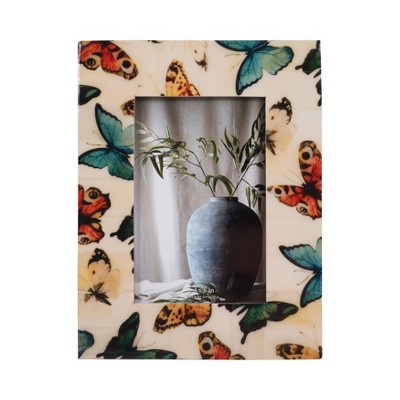 Boho Butterfly Picture Frame - Handcrafted Wood & Resin Photo Frame - Vintage Glam Decor for Living Room, Bedroom, Office
