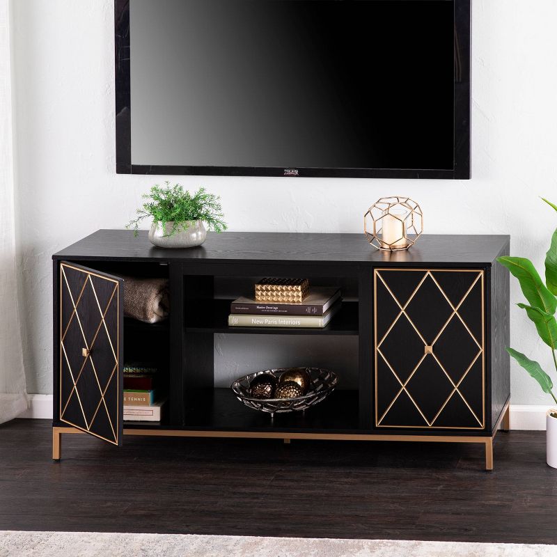 Nessnal Media Console with Storage Black - Aiden Lane, 4 of 13