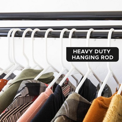 White Portable Wardrobe Closet with Metal Hanging Rod