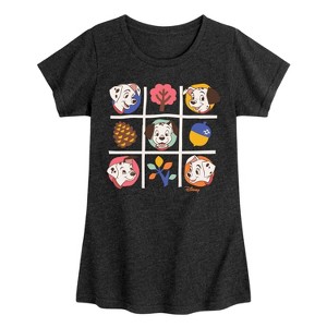 Girls' - 101 Dalmatians - Tic Tac Toe Grid of Puppies Fitted Short Sleeve Graphic T-Shirt - 1 of 3