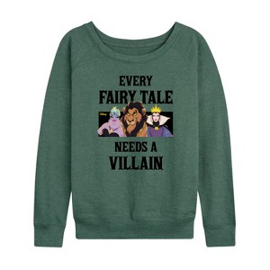 Women's - Disney Villains - Every Fairy Tale Needs A Villain Lightweight French Terry Wide Neck Long Sleeve Shirt - 1 of 4