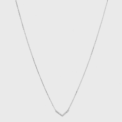 Sterling Silver Cubic Zirconia Chevron Chain Necklace - A New Day™ Silver