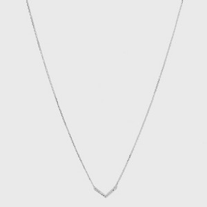 Sterling Silver Cubic Zirconia Chevron Chain Necklace - A New Day™ Silver - 1 of 4