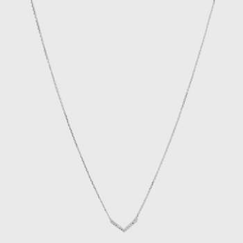 Sterling Silver Cubic Zirconia Chevron Chain Necklace - A New Day™ Silver
