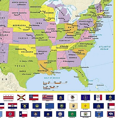 Laminated United States Map for Kids, 24" x 36"