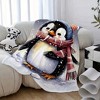 Lomsoe Cute Penguin Snowflake Flannel Blanket, Super Warm, Soft and Comfortable Blanket, Suitable for Sofa, Bed, Office. - 3 of 4