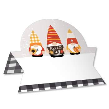Big Dot of Happiness Fall Gnomes - Autumn Harvest Party Tent Buffet Card - Table Setting Name Place Cards - Set of 24