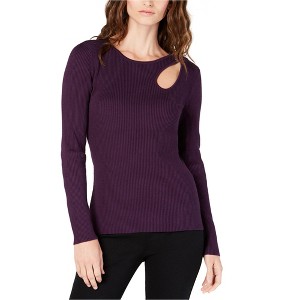 I.N.C International Concepts Womens Teardrop Cutout Pullover Sweater, Purple, X-Large - 1 of 1