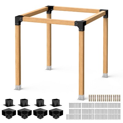 Prefessional Pergola Brackets Kit 4''x4''(Inner Size 3.6x3.6), Right Angle Corner Bracket Woodworks DIY Post Bracket, Easy Installation