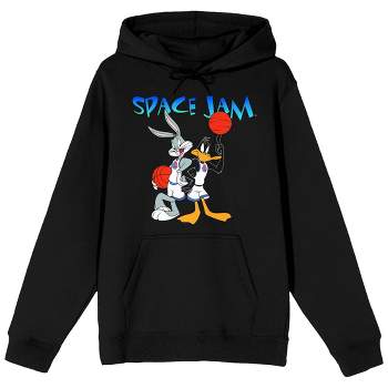 Space Jam 1996 Bugs & Daffy Gradient Logo Long Sleeve Black Hooded Sweatshirt