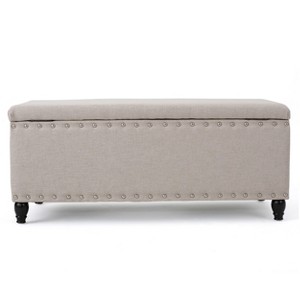 Gulches White Faux Fur Storage Bench - Modern Pleated Design with Safety Hinge, Large Storage & Metal Feet, Versatile as Footstool - 1 of 4